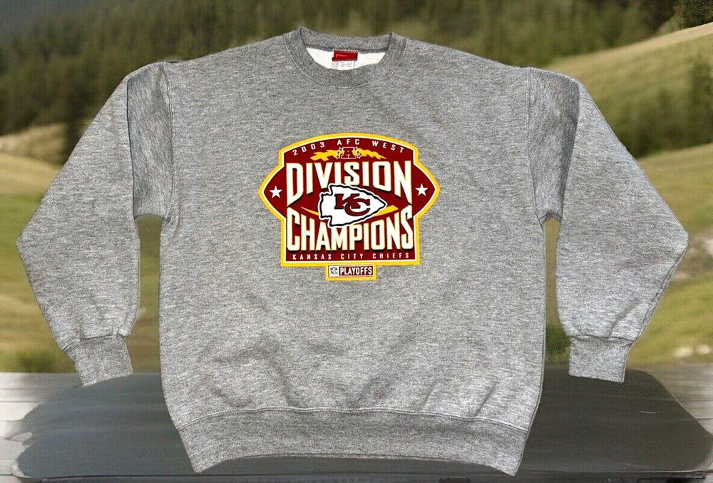 Vtg Kansas City Chiefs 2003 AFC West Champions NFL Sweatshirt Mens Size Large
